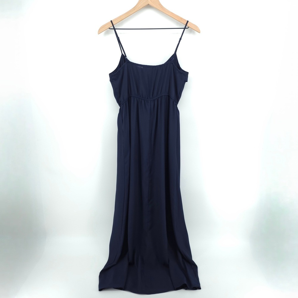 Forever 21 Womens Maxi Dress Small Navy Blue Ruffle Elastic Waist Boho Summer - Picture 3 of 11